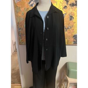 Blanque Lagenlook Black Dropped Waist Oversized Jacket W/Pockets sz1